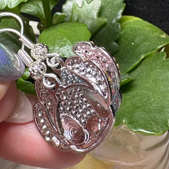 2/20 Hand Crafted Blue and Pink Earrings - Picture 3 of 4